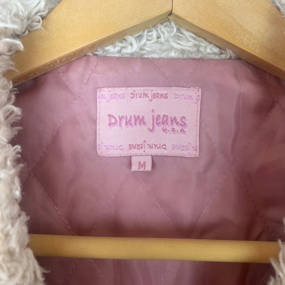 Drum Jeans Corduroy Jacket women M Pink Embroidered flowers 70s retro Penny Lane - Picture 3 of 13